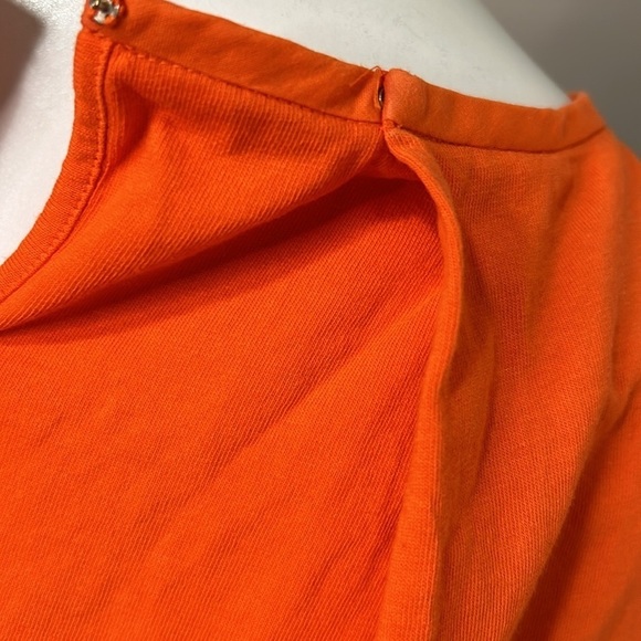 TORY BURCH Hermosa Eyelet Front Tee Embroidered Orange Flowy Sz 4 - Picture 11 of 16